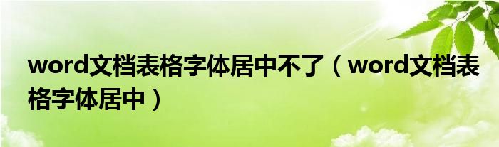 word文档表格字体居中不了（word文档表格字体居中）