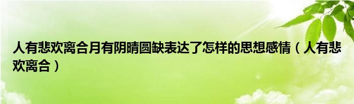 人有悲欢离合月有阴晴圆缺表达了怎样的思想感情（人有悲欢离合）