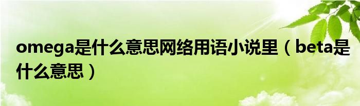 omega是什么意思网络用语小说里（beta是什么意思）