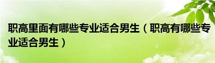 职高里面有哪些专业适合男生（职高有哪些专业适合男生）