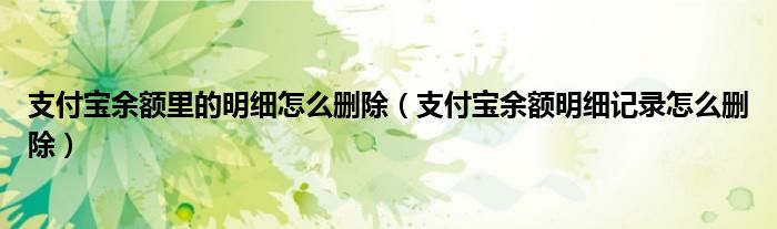 支付宝余额里的明细怎么删除（支付宝余额明细记录怎么删除）