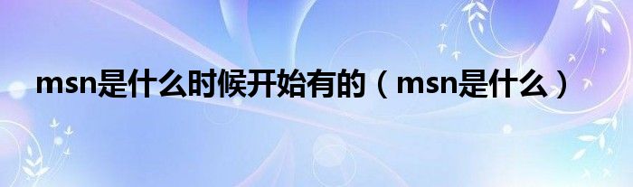 msn是什么时候开始有的（msn是什么）