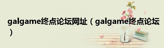 galgame终点论坛网址（galgame终点论坛）