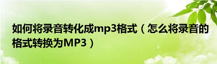 如何将录音转化成mp3格式（怎么将录音的格式转换为MP3）