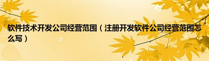 软件技术开发公司经营范围（注册开发软件公司经营范围怎么写）