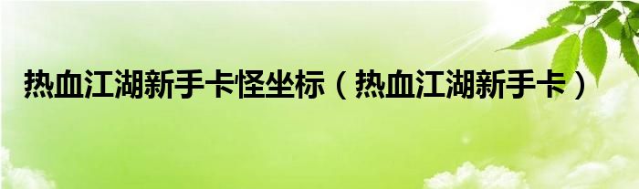 热血江湖新手卡怪坐标（热血江湖新手卡）