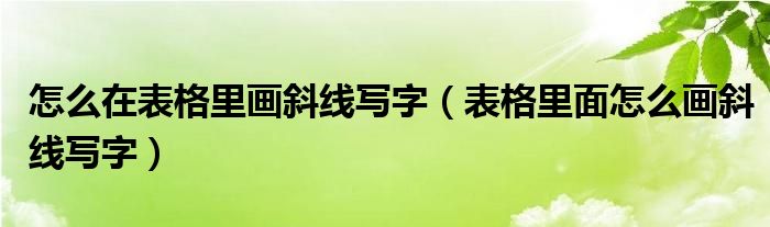 怎么在表格里画斜线写字（表格里面怎么画斜线写字）