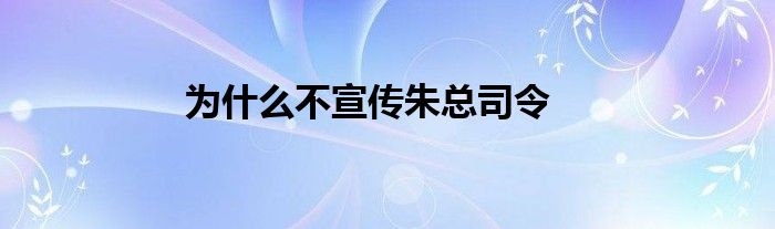 为什么不宣传朱总司令