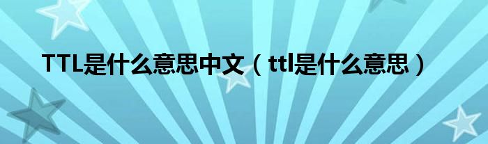 TTL是什么意思中文（ttl是什么意思）