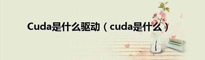 Cuda是什么驱动（cuda是什么）