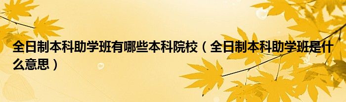 全日制本科助学班有哪些本科院校（全日制本科助学班是什么意思）