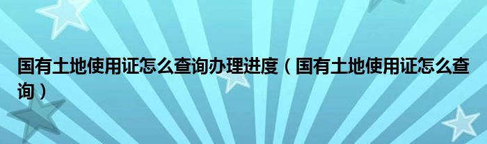 国有土地使用证怎么查询办理进度（国有土地使用证怎么查询）