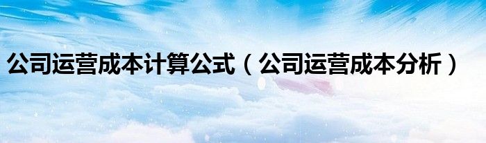 公司运营成本计算公式（公司运营成本分析）