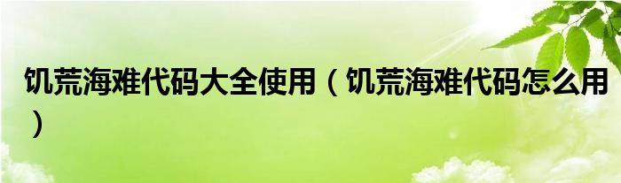 饥荒海难代码大全使用（饥荒海难代码怎么用）