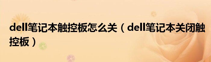 dell笔记本触控板怎么关（dell笔记本关闭触控板）