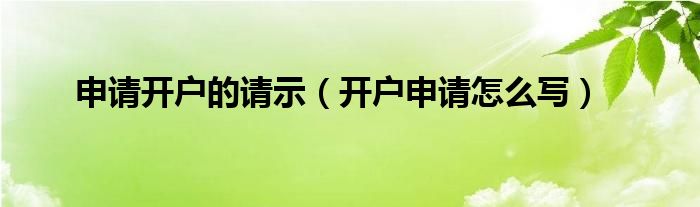 申请开户的请示（开户申请怎么写）