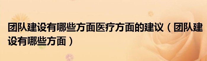 团队建设有哪些方面医疗方面的建议（团队建设有哪些方面）