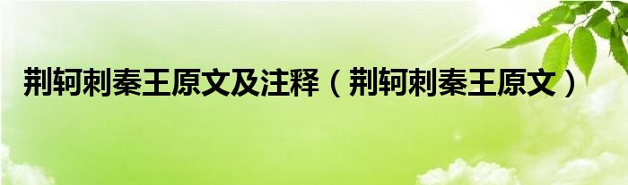 荆轲刺秦王原文及注释（荆轲刺秦王原文）