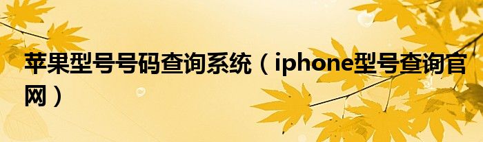 苹果型号号码查询系统（iphone型号查询官网）