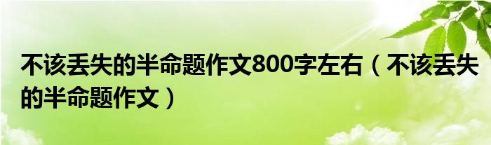 不该丢失的半命题作文800字左右（不该丢失的半命题作文）