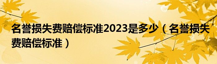 名誉损失费赔偿标准2023是多少（名誉损失费赔偿标准）