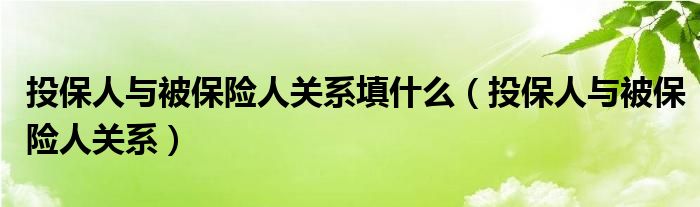 投保人与被保险人关系填什么（投保人与被保险人关系）