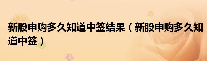 新股申购多久知道中签结果（新股申购多久知道中签）