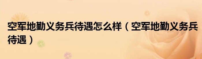 空军地勤义务兵待遇怎么样（空军地勤义务兵待遇）