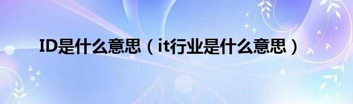 ID是什么意思（it行业是什么意思）