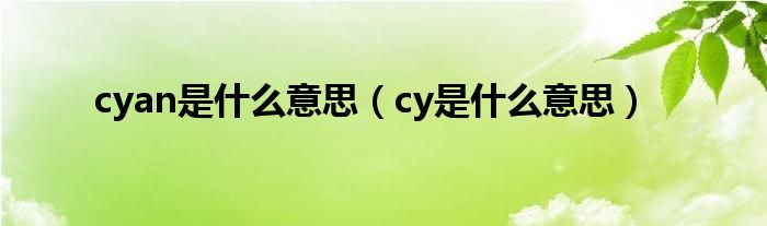 cyan是什么意思（cy是什么意思）