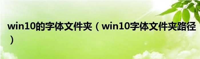 win10的字体文件夹（win10字体文件夹路径）