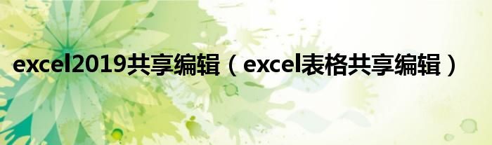 excel2019共享编辑（excel表格共享编辑）