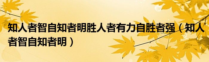 知人者智自知者明胜人者有力自胜者强（知人者智自知者明）