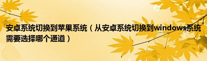 安卓系统切换到苹果系统（从安卓系统切换到windows系统需要选择哪个通道）