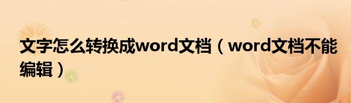 文字怎么转换成word文档（word文档不能编辑）