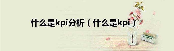 什么是kpi分析（什么是kpi）