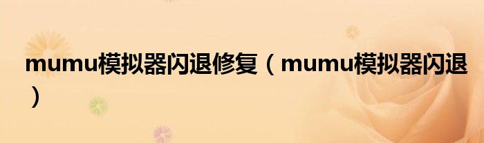 mumu模拟器闪退修复（mumu模拟器闪退）