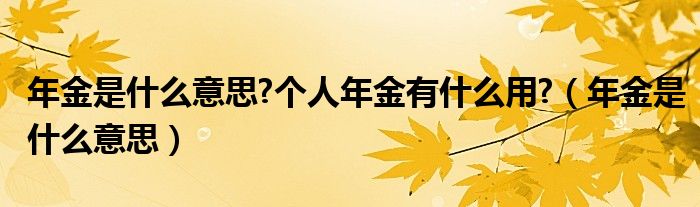 年金是什么意思?个人年金有什么用?（年金是什么意思）