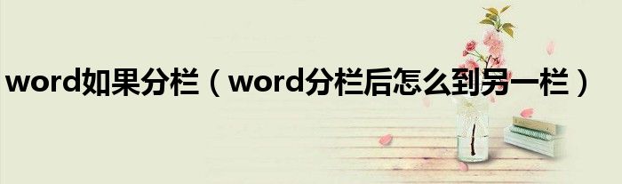 word如果分栏（word分栏后怎么到另一栏）