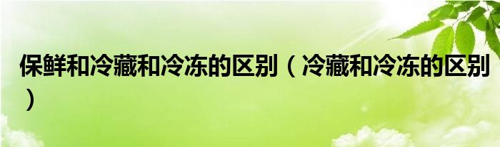 保鲜和冷藏和冷冻的区别（冷藏和冷冻的区别）