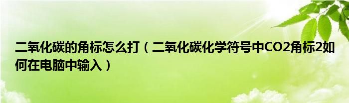 二氧化碳的角标怎么打（二氧化碳化学符号中CO2角标2如何在电脑中输入）