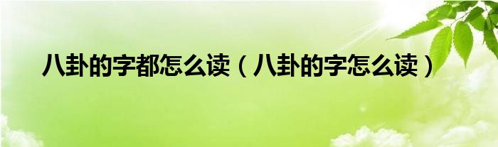 八卦的字都怎么读（八卦的字怎么读）