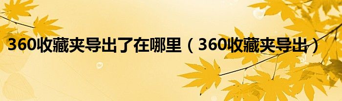 360收藏夹导出了在哪里（360收藏夹导出）