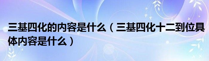 三基四化的内容是什么（三基四化十二到位具体内容是什么）