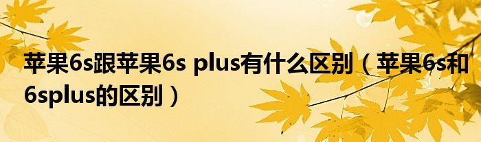 苹果6s跟苹果6s plus有什么区别（苹果6s和6splus的区别）