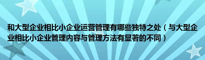 和大型企业相比小企业运营管理有哪些独特之处（与大型企业相比小企业管理内容与管理方法有显著的不同）