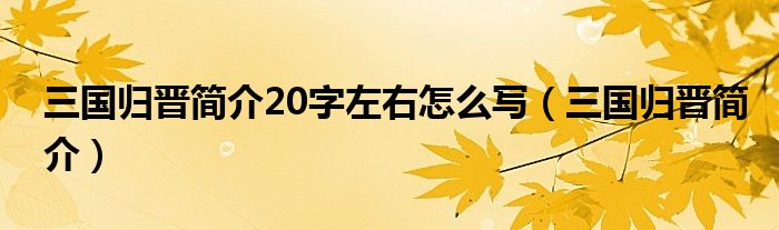 三国归晋简介20字左右怎么写（三国归晋简介）