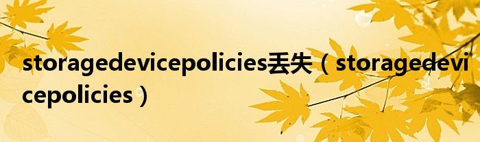 storagedevicepolicies丢失（storagedevicepolicies）