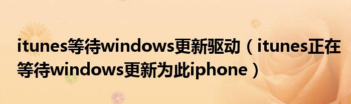 itunes等待windows更新驱动（itunes正在等待windows更新为此iphone）