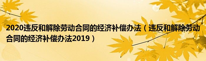 2020违反和解除劳动合同的经济补偿办法（违反和解除劳动合同的经济补偿办法2019）